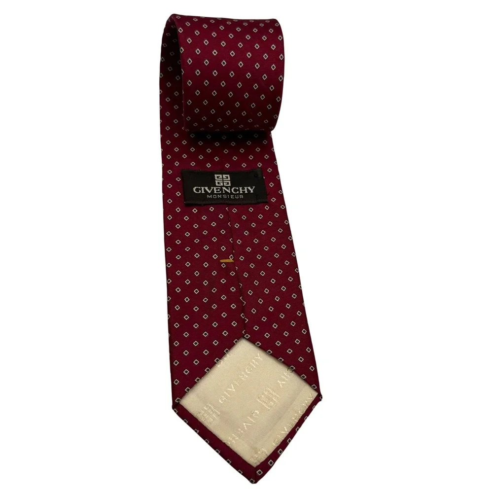 Givenchy Monsieur Burgundy Red Silk Print Necktie Men's‎ Dressy Italy Designer